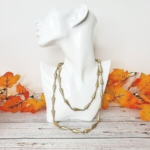 New Lia Sophia Rumor fall‎ gold cone necklace 40"-43" #0155